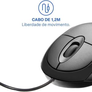 Mouse com Fio Multi Classic Box USB 1200 DPI com Design Compacto e Cabo de 1,2m – Preto MF100